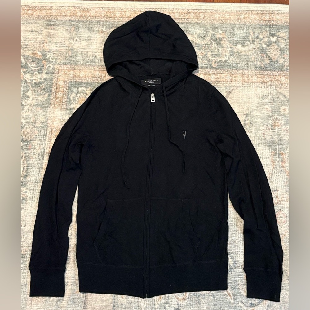 All Saints Mode Merino Zip Up Ramskull Hoodie